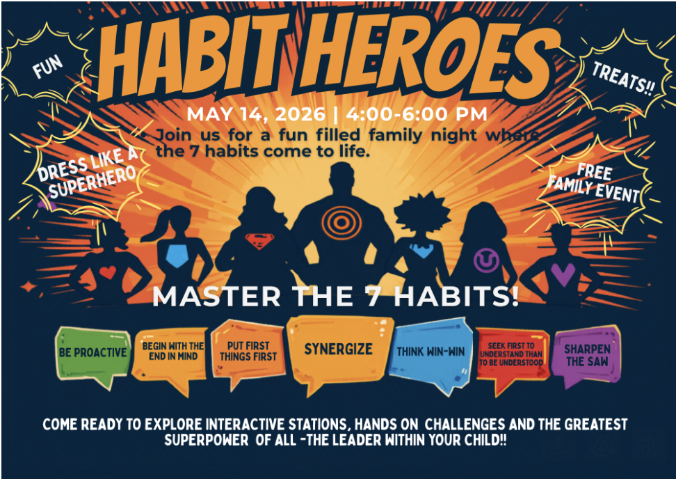 Event Flyer - Habit Heroes May 14th from 4 to 6