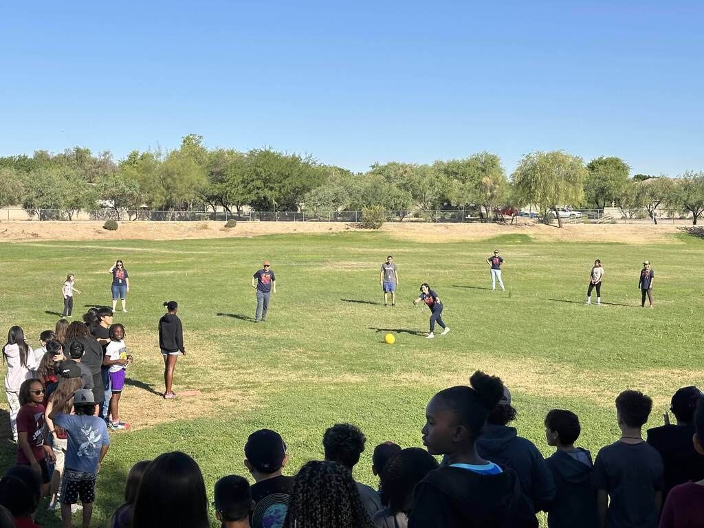 Staff vs. 5th Grade kickball game