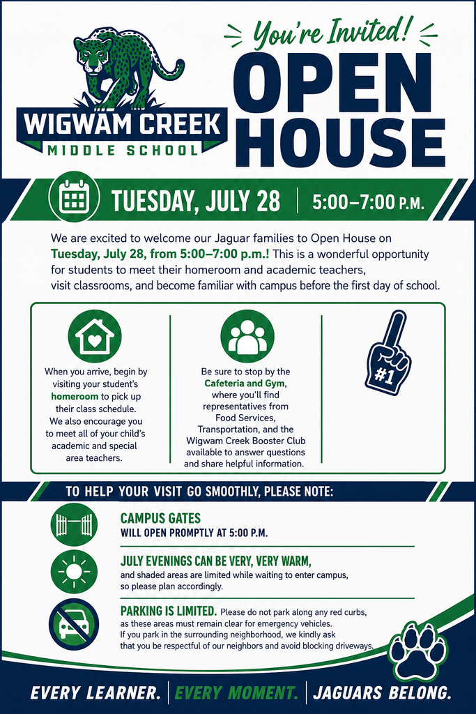Flyer describing the school year open house and details about the event