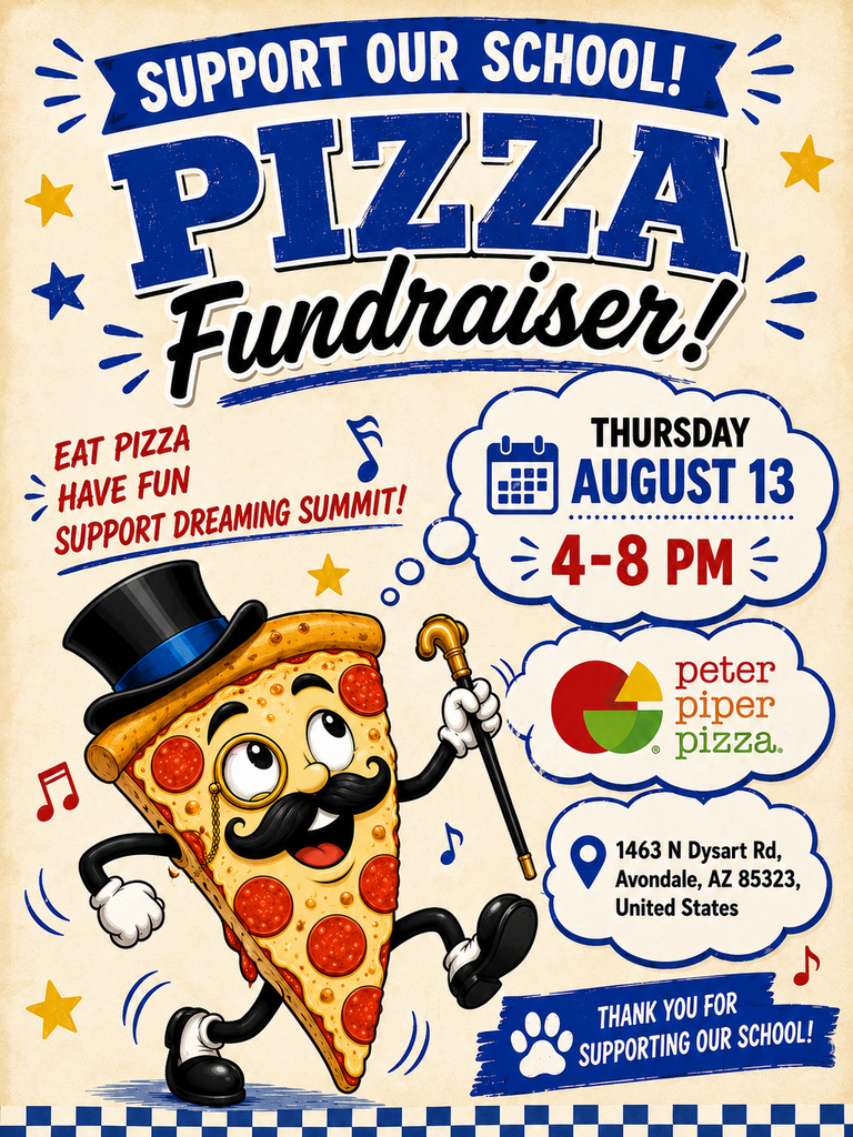 Fundraiser flyer August 13 from 4-8 at Peter Piper Pizza