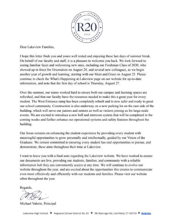 Welcome Letter 2026-2027