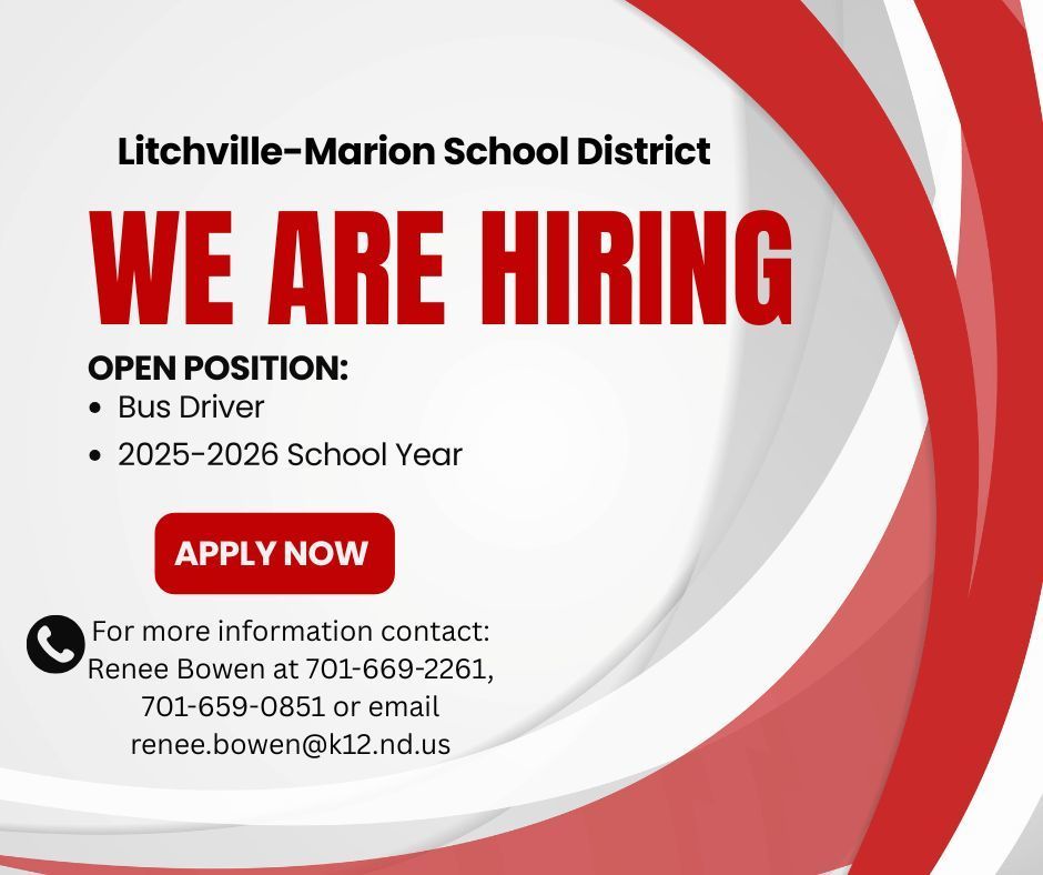We are seeking a bus driver for the 2025-2026 school year. For more information, contact Renee Bowen by phone or email.