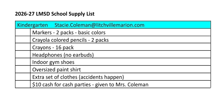 supply list