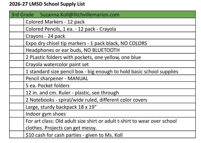 supply list