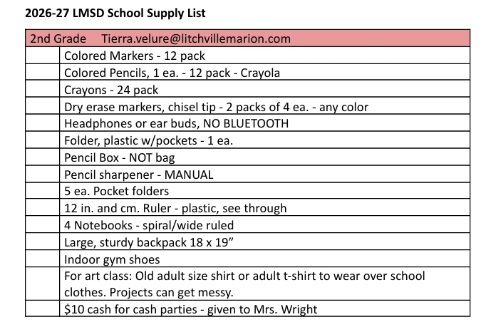 supply list