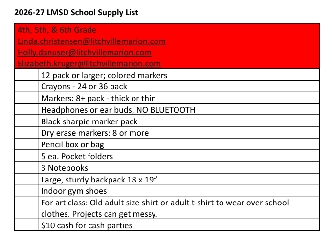 supply list