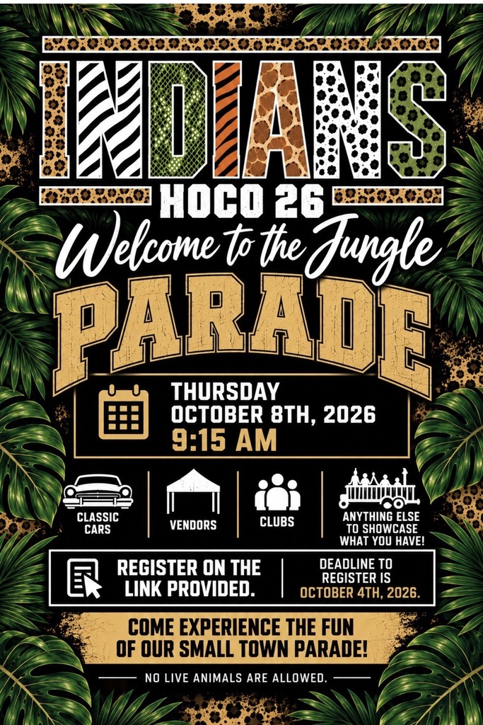 Homecoming Parade October 8th at 9:15 am