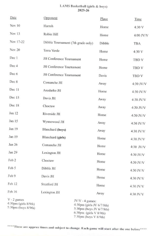 basketball scheduule