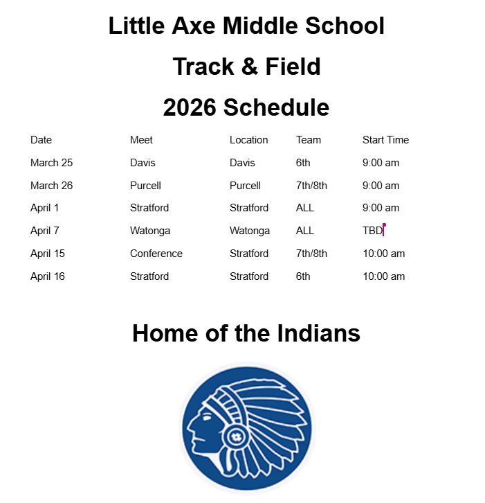 LA Middle School track Schedule 2026