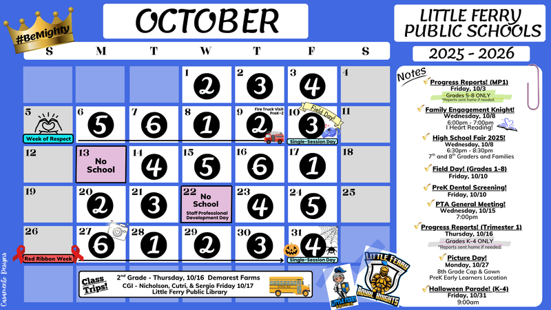 LF Schools October 25 Calendar