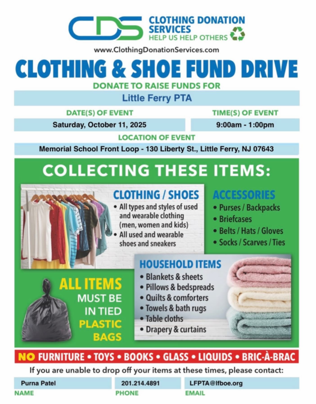 PTA Clothing Drive - 10/11/25
