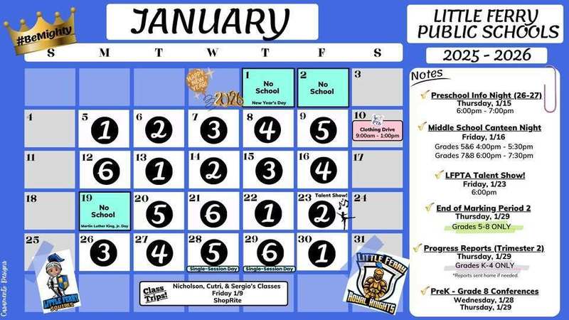 January 2026 LFPS Calendar