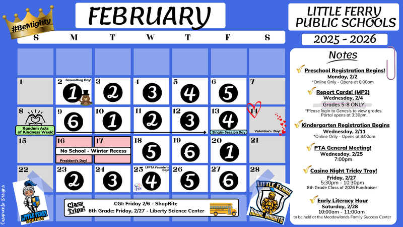 February 2026 LFPS Calendar