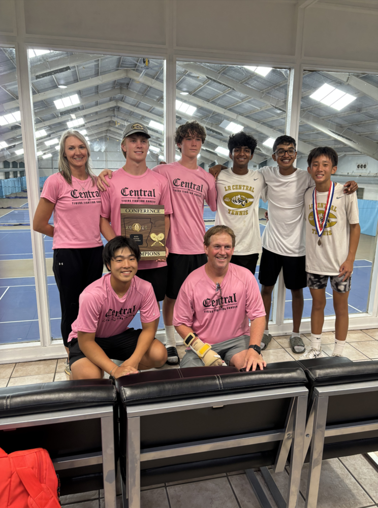 Central High School Boys Tennis Team poses for a picture after winning conference champs