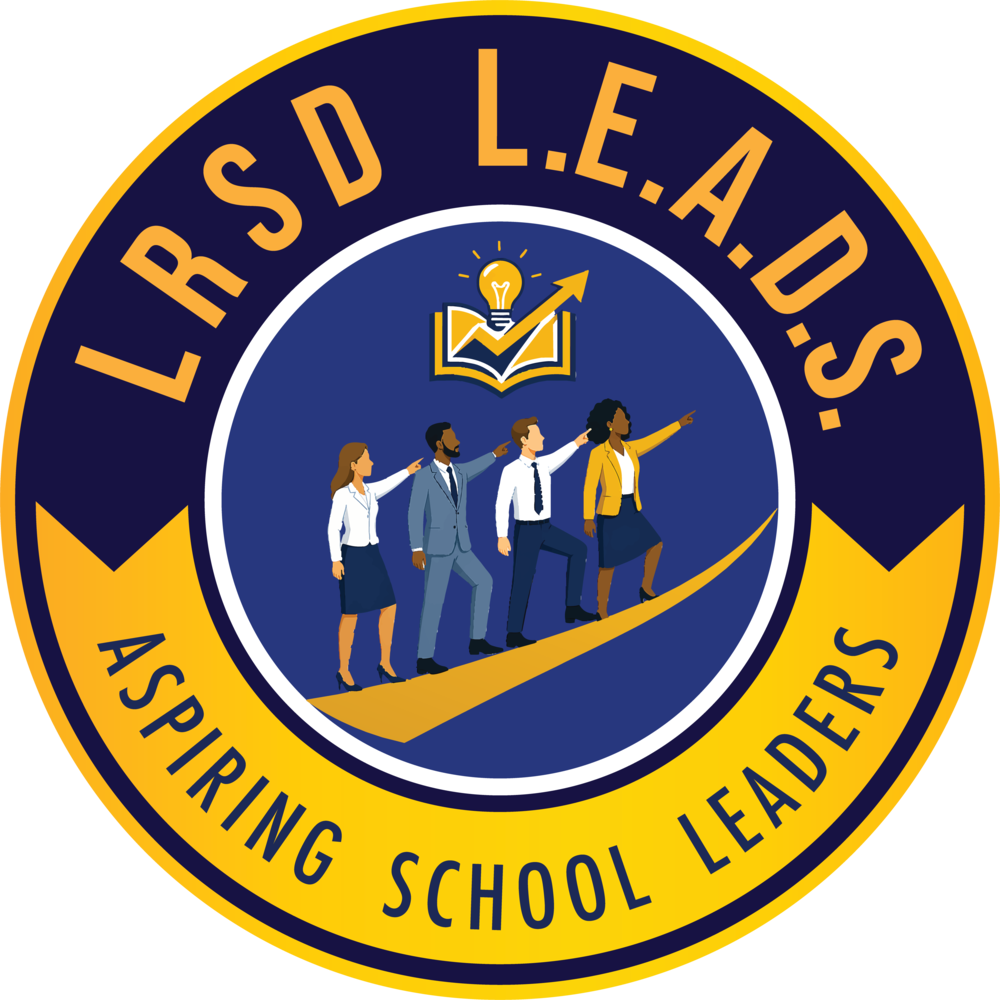 L.E.A.D.S. logo that shows employees on a step and says aspiring school leaders