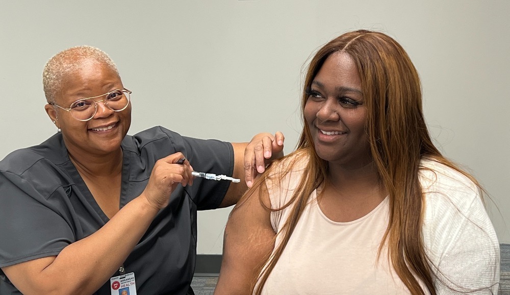 An LRSD employee gets her flu shot during an annual clinic
