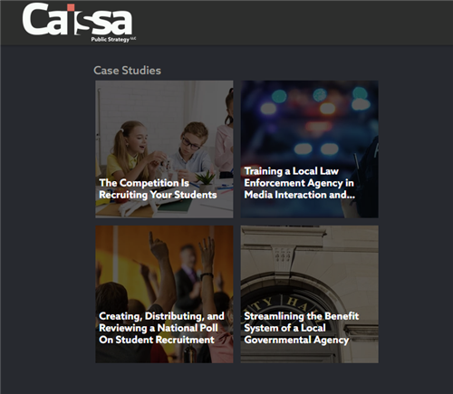 Caissa screen shot of case study examples
