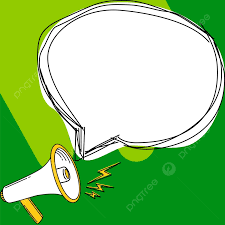megaphone and quotation bubble on green background