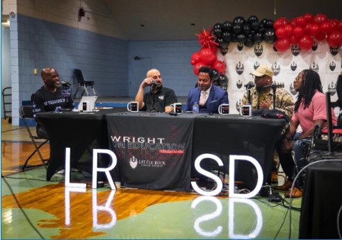Picture of Dr. Wright with dads at the table for his Wright On Education Podcast