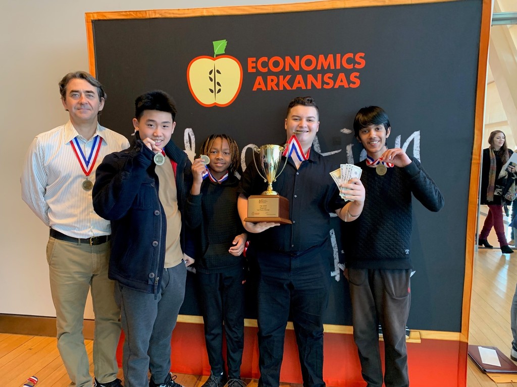 Dylan Hoang Nguyen, Jacy Benefield, Shawaiz Shahid Abro and Amr Gazwan Husseini at the Stock Market Games Fall Regional
