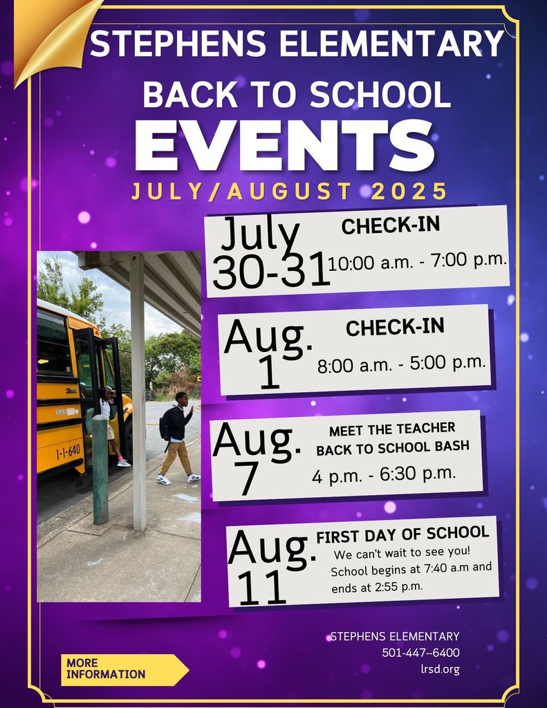 Check-In Days July 30th - 31 10am - 7pm, Aug. 1st 8am-5pm, Back to School Bash Aug. 7th 4pm-6:30 pm