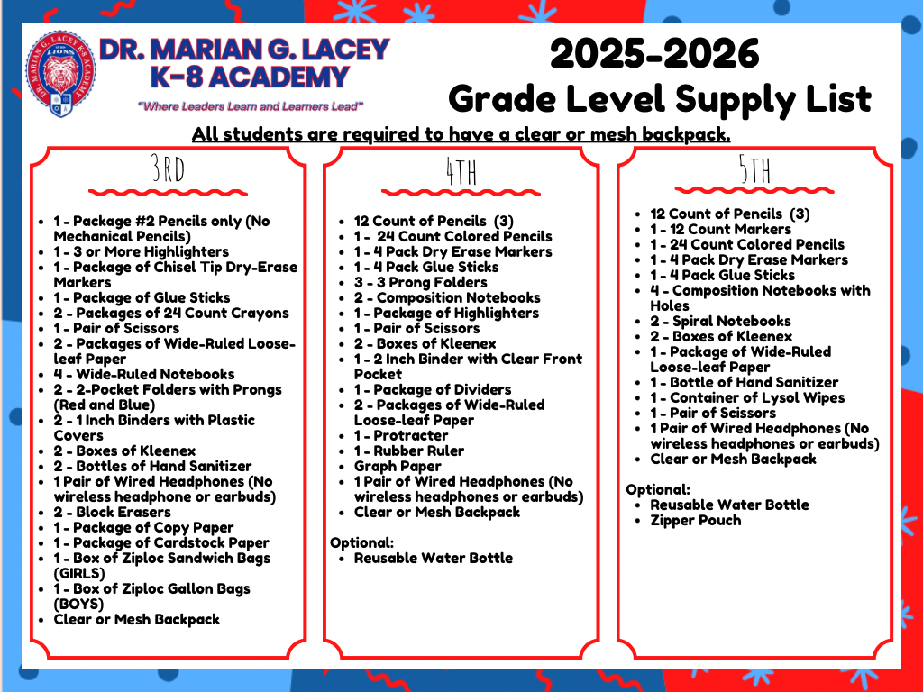 Supply List for 25-26 School Year