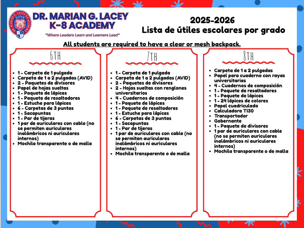 Supply List for 25-26 School Year