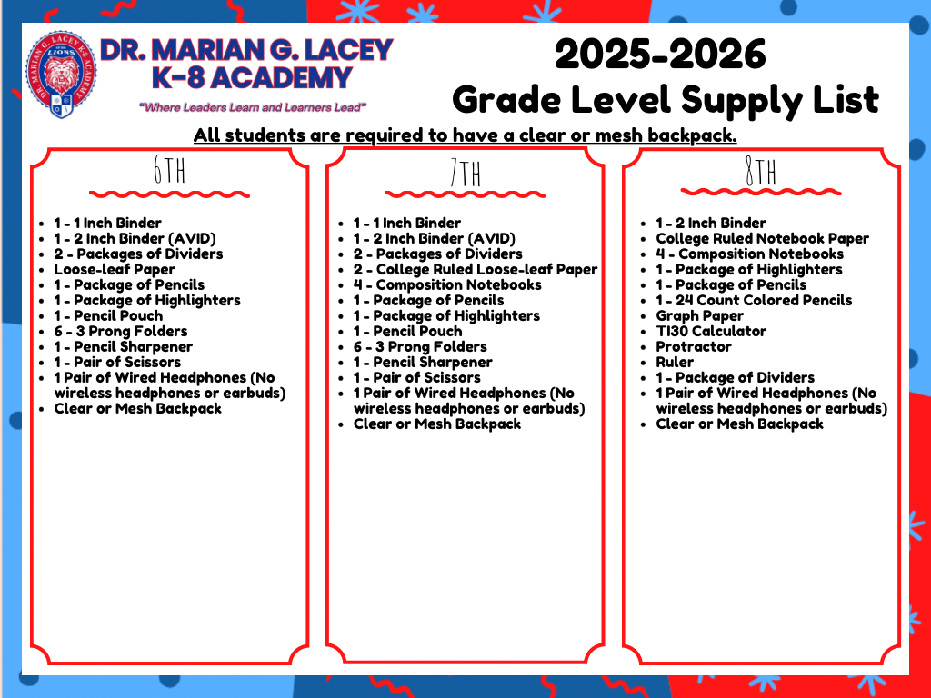 Supply List for 25-26 School Year