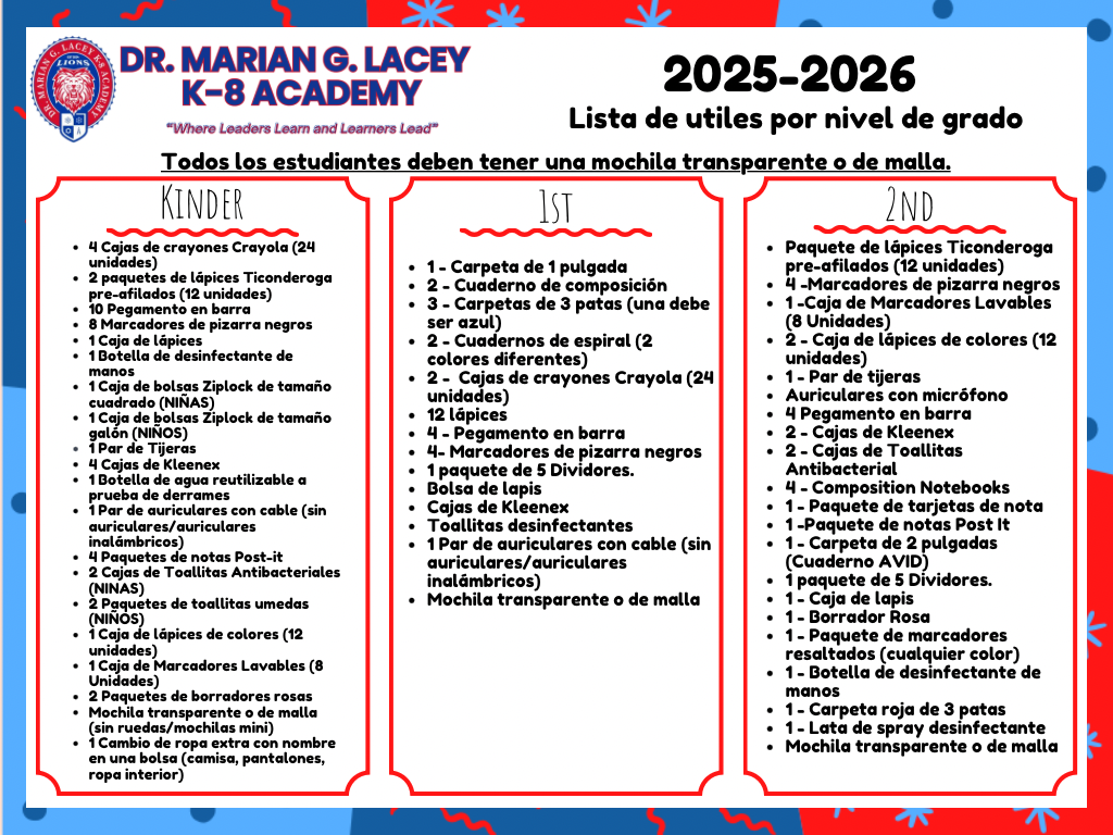 Supply List for 25-26 School Year