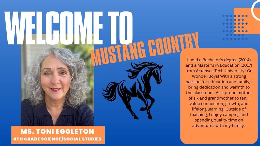 Ms. Toni Eggleton, 4th Grade Social Studies & Science Teacher; M.Ed from AR Tech U
