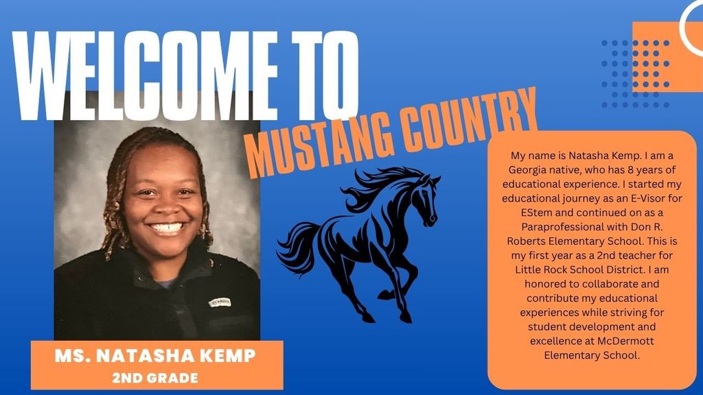 Ms. Natasha Kemp, 2nd Grade Teacher; 8 years educational experience; parapro at Don Roberts Elementary;