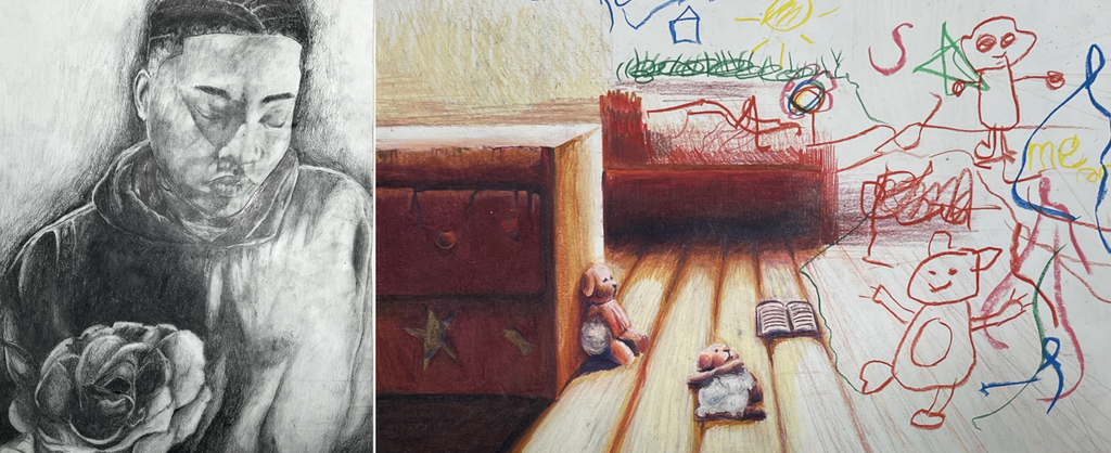 Artwork by Parkview students Luis Velazquez, 12th grade, and Peyton Burt, 10th grade