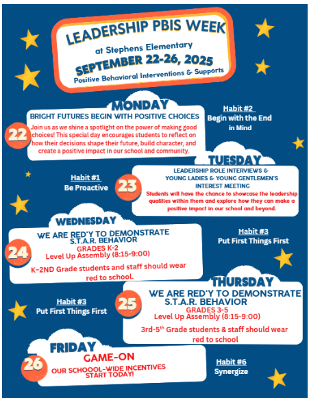 PBIS Leadership Week Sept. 22nd - 26th