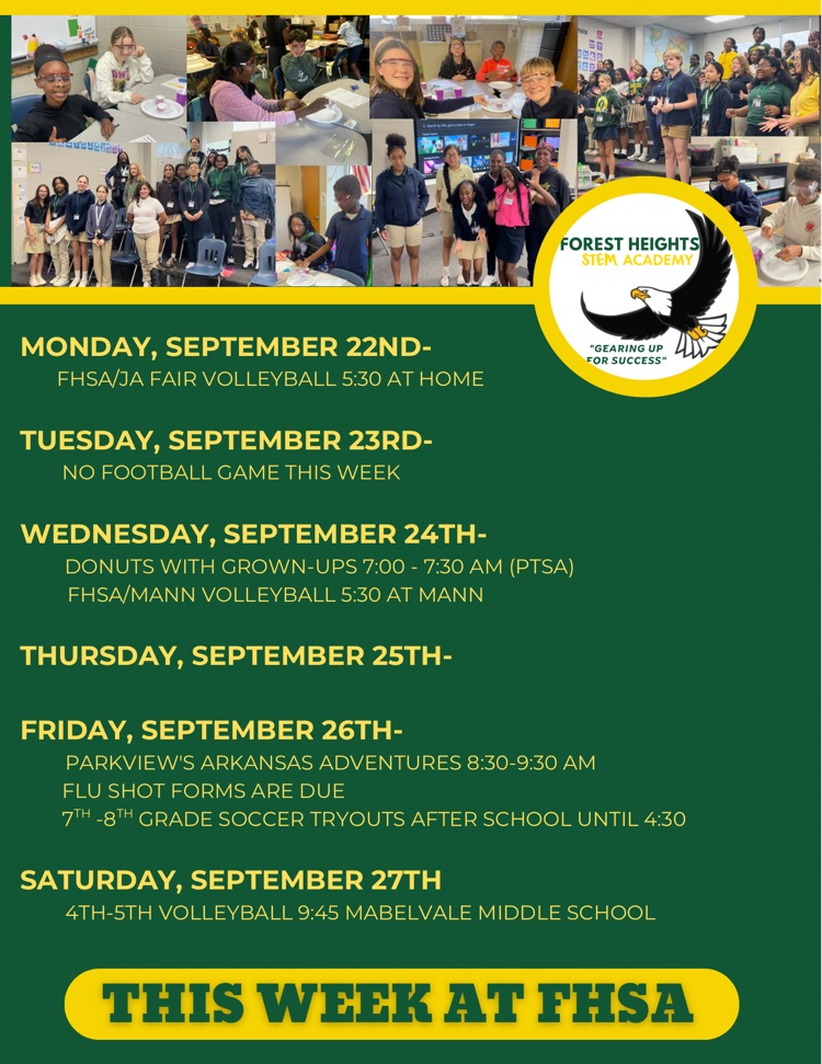 additions- Flu shot forms are due 7th -8th grade soccer tryouts after school until 4:30
