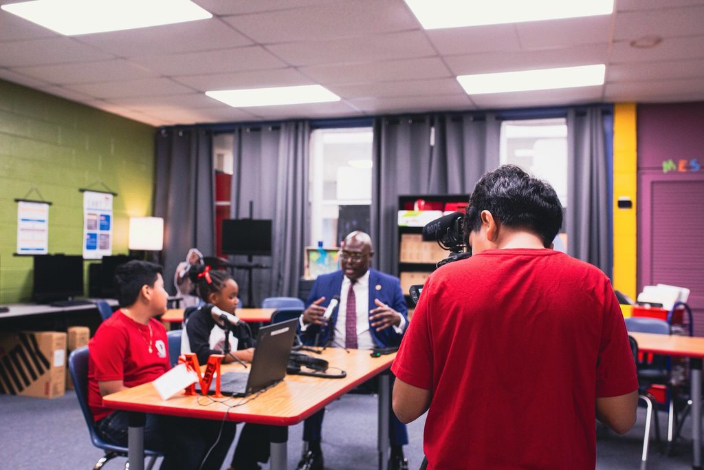 Mayor Frank Scott, Jr. participates in a podcast with students at Mabelvale Elementary