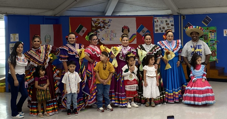 Pre K 4 and the Ballet Folklorico PerLas De Mexico Dancing Ladies.