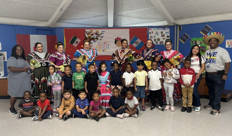 Pre K 4 and the Ballet Folklorico PerLas De Mexico Dancing Ladies.