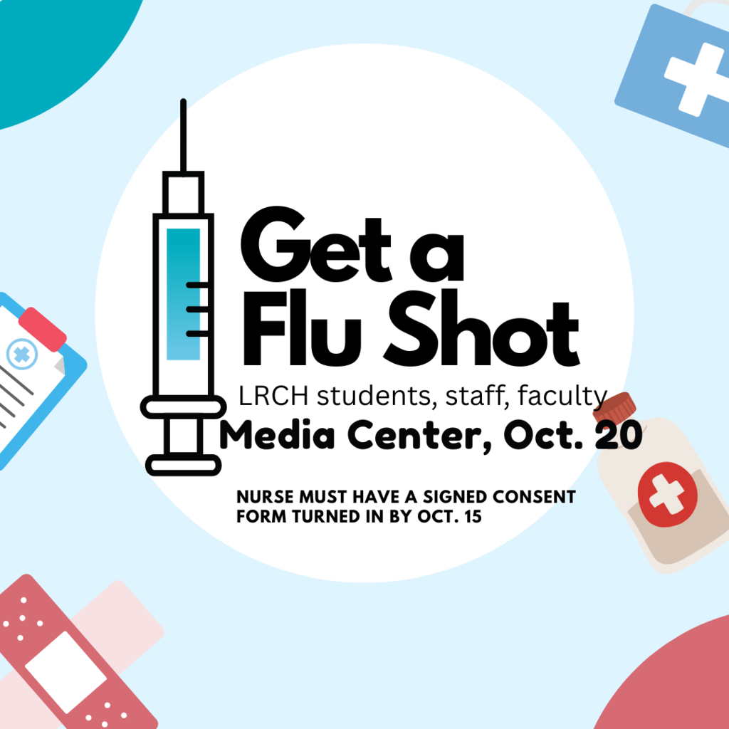 Get a Flu Shot Graphic, band aids, shot needle, medical icon