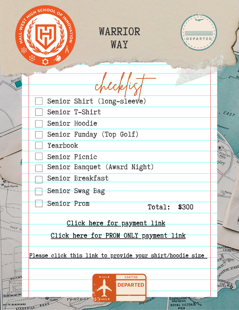 Warrior Way Senior Ticket Checklist in English