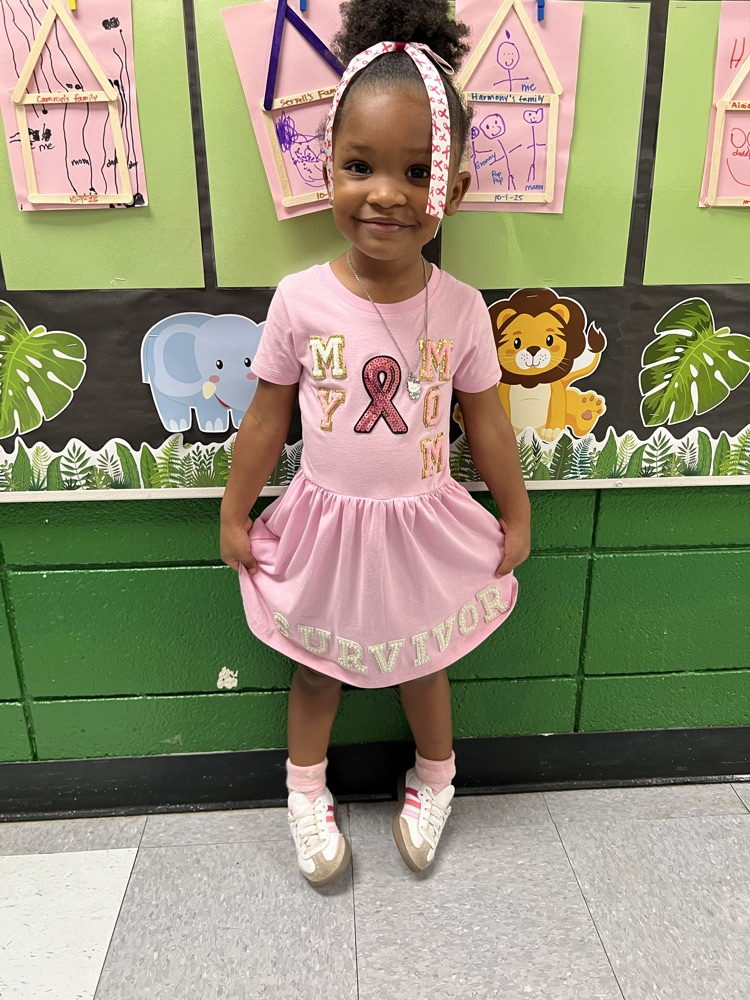 Romine ECC’s precious student wears PINK to shoutout her mom as a Breast Cancer Survivor!!