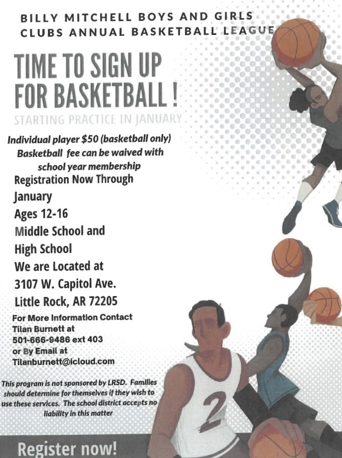 A flyer for basketball sign-ups