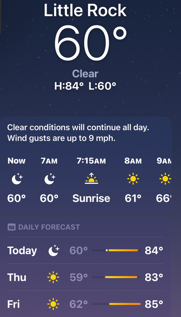 Temperatures are cooler in the morning. 