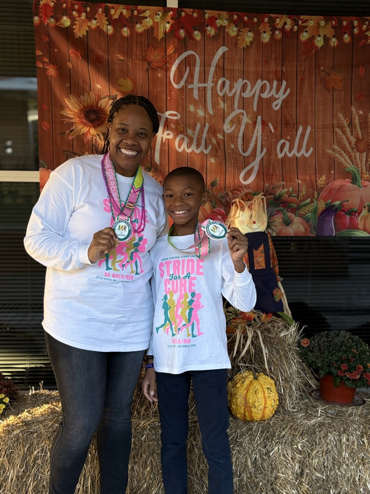 🎉 Congratulations to Malachi Montgomery and Mrs. Shelton for completing the Stride for a Cure 5K! 🏃🏾♂️🏃♀️💪