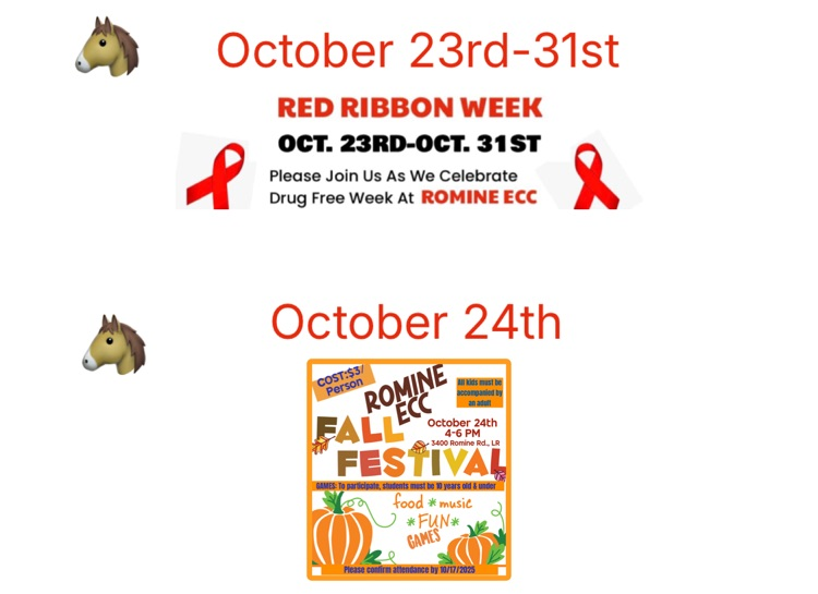 Important Dates This week At Romine ECC