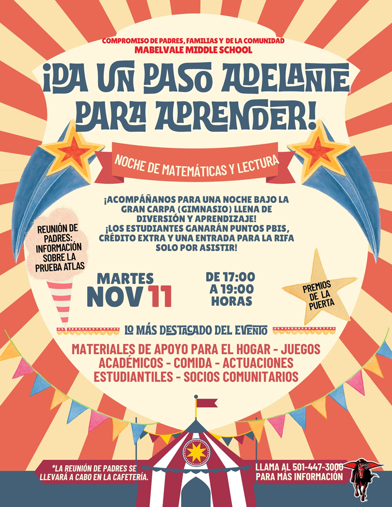 Math & Literacy Night Flyer Nov 11 5-7 pm