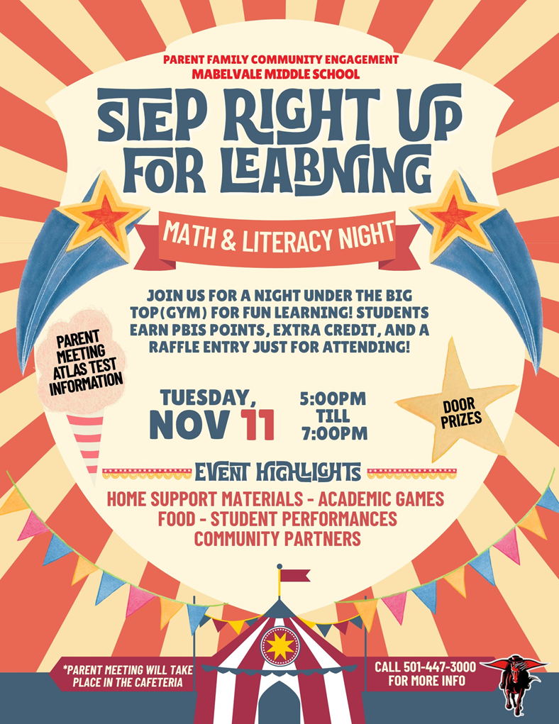 Math & Literacy Night Flyer Nov 11 5-7 pm