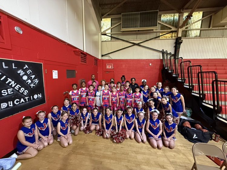 basketball players and cheerleaders