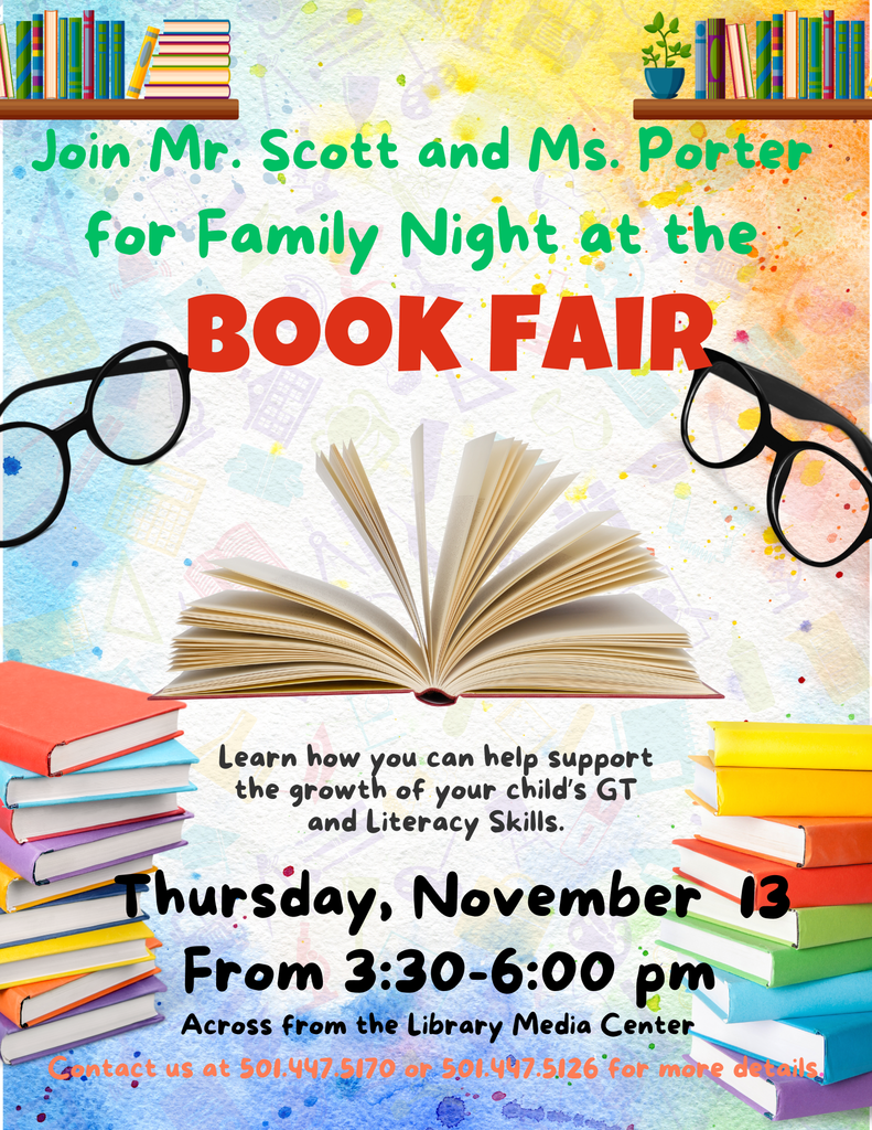 Book Fair, GT and Literacy night flyer for families