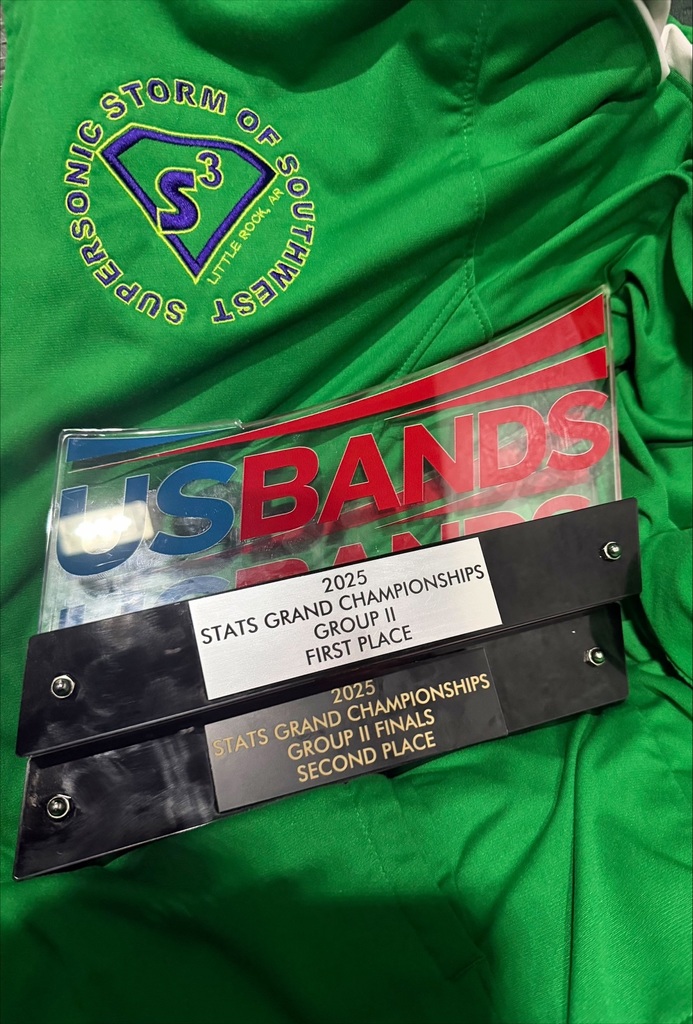 Supersonic Storm of Southwest US Bands award 2025 Stats Grand Championships Group 1 First Place 2025 Stats Hrand CHampionships Group 2 Finals Second Place
