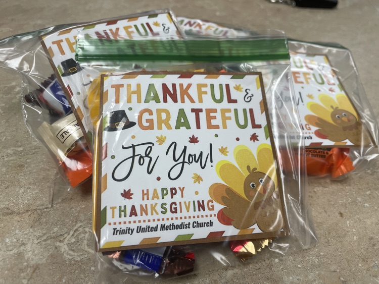 a goodie bag that says grateful for you
